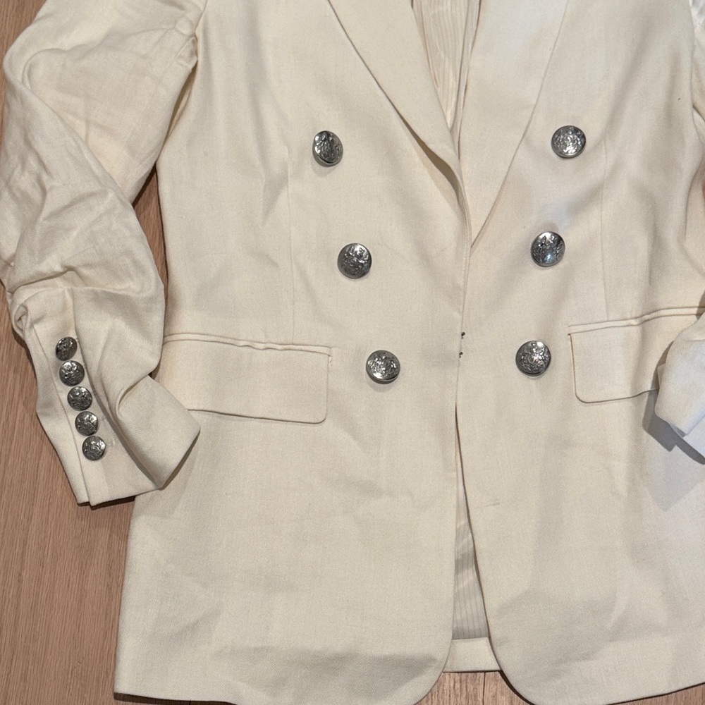 Veronica Beard Beacon Cream/Ivory Double-Breasted Blazer Size 2 - Picture 6 of 7
